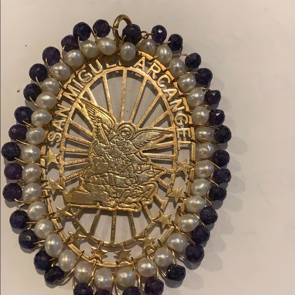 Guardian angel pearl and sapphire charm